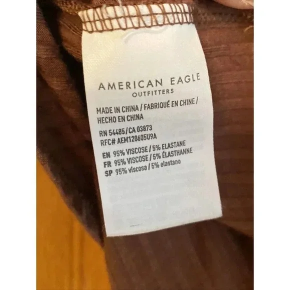 American Eagle Women’s Short Sleeve Ribbed Crop Top sz M Rust Red - Picture 3 of 4